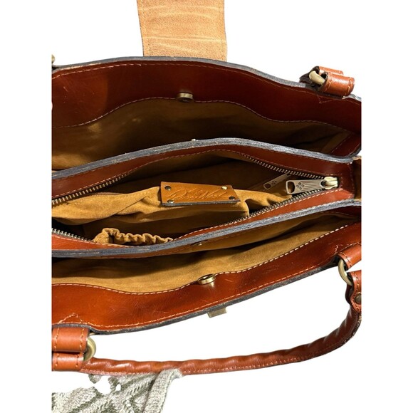 Patricia Nash Rosina Tooled Leather Satchel Tan Brown - Picture 9 of 16